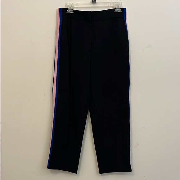 Sandro Paris Black Pants with Blue Pink and White Side Stripe Size 40 - Picture 1 of 7